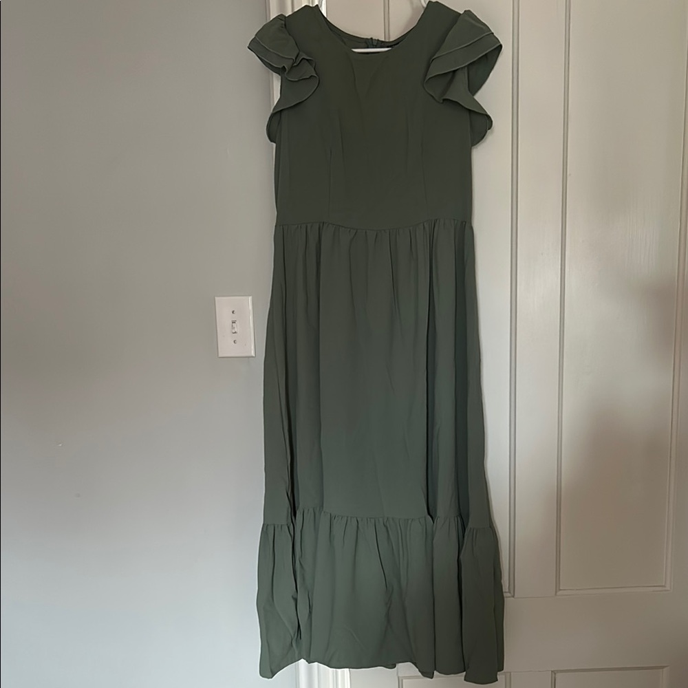 SHEIN Green Tiered Ruffle Maxi Sundress